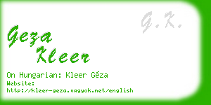 geza kleer business card
